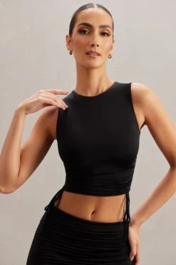 Ruched Tank Top In Black