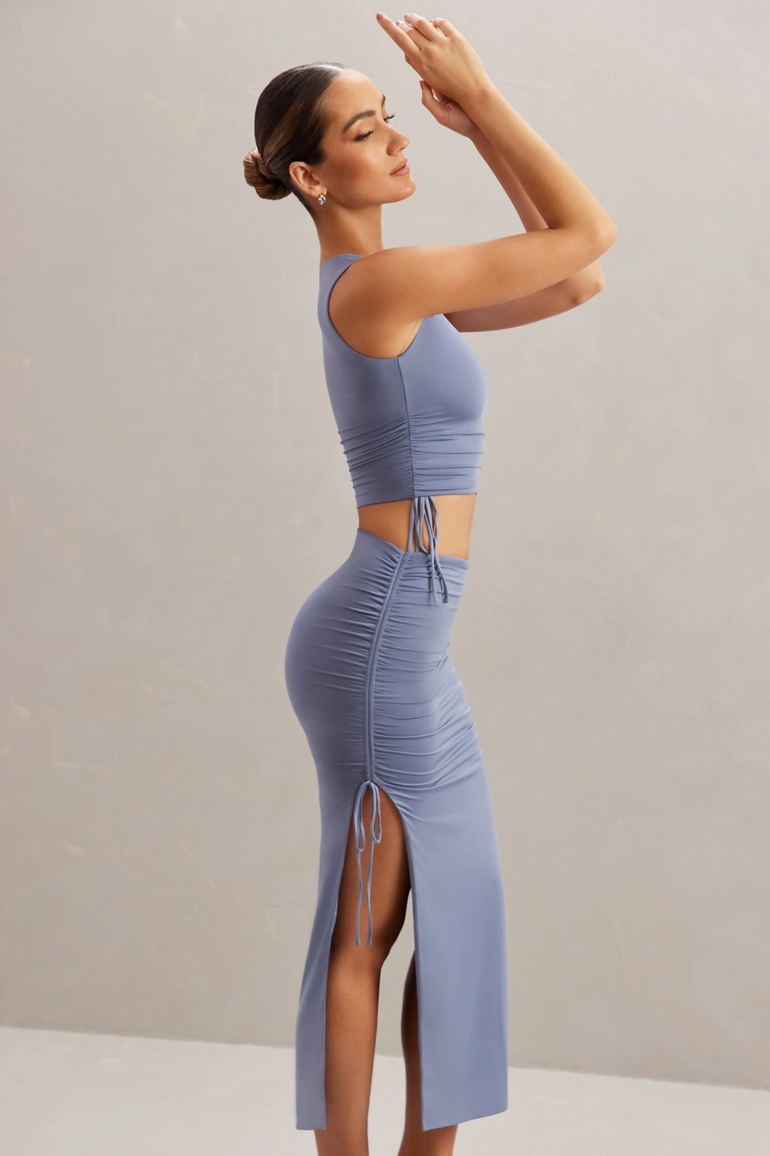 Ruched Tank Top In Blue - Image 3