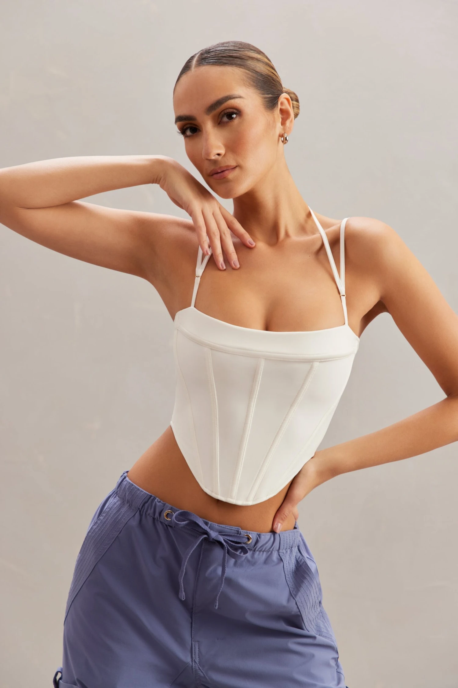 Square Neck Corset Top In Ivory - Image 8
