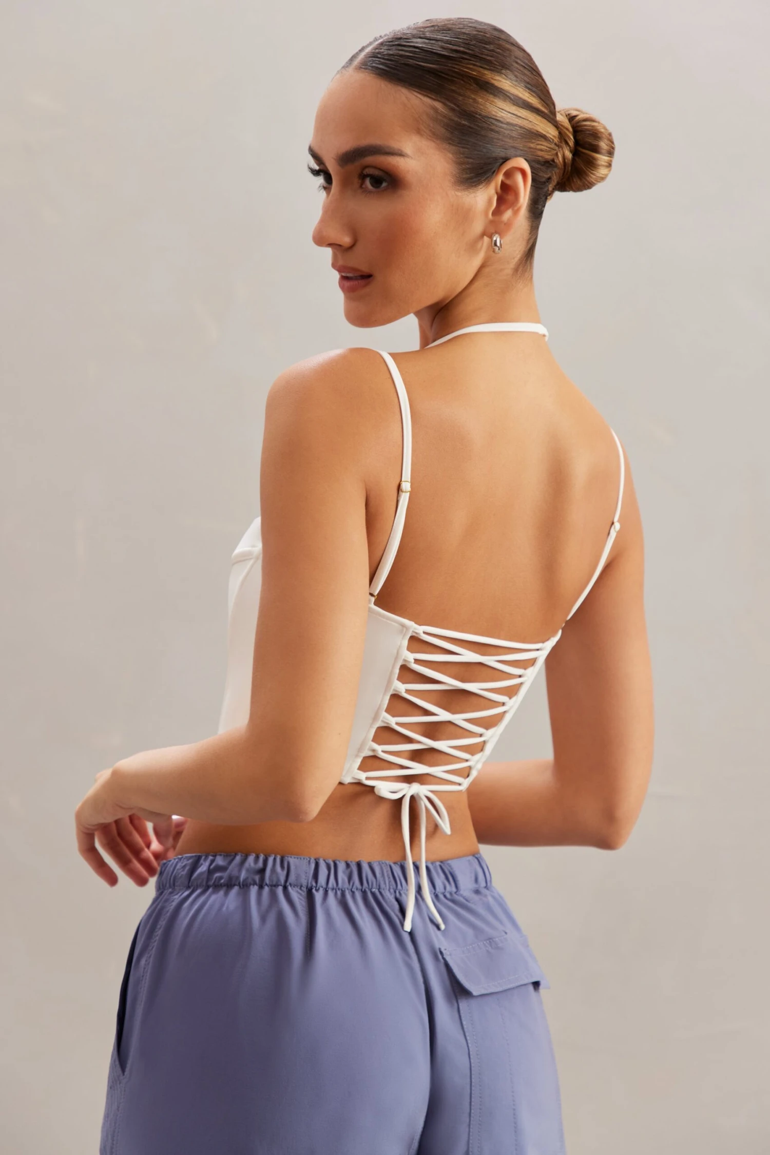Square Neck Corset Top In Ivory - Image 10
