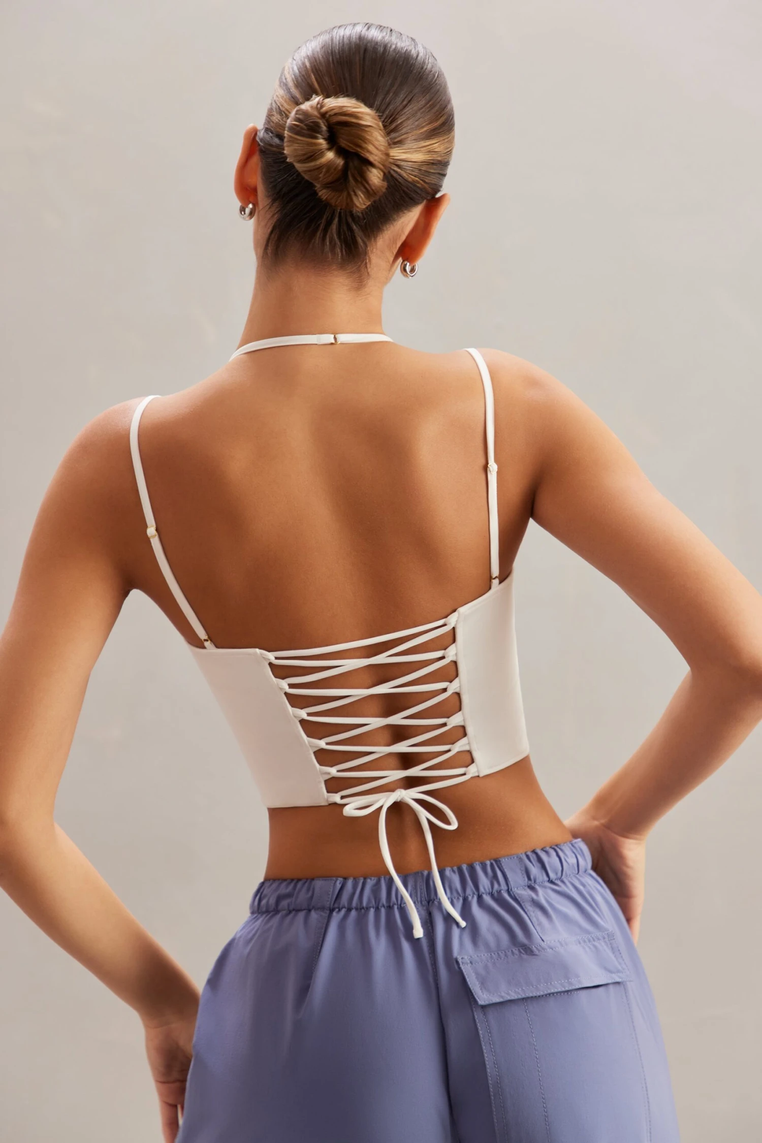 Square Neck Corset Top In Ivory - Image 2