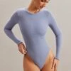 High Neck Bodysuit In Blue