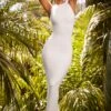 Contrast Stitch Sleeveless Maxi Dress In White