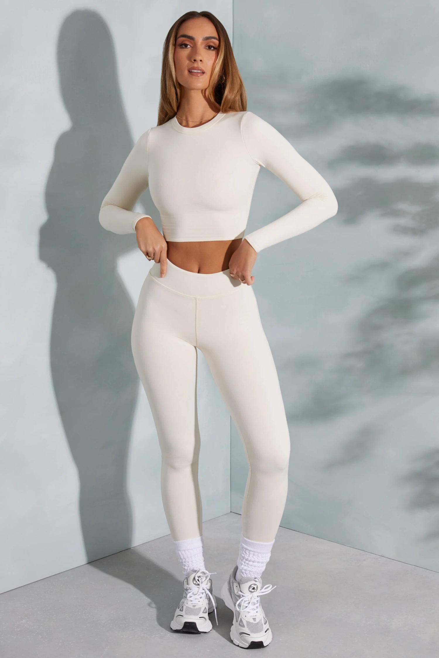 High Waist Leggings In Ivory - Image 8