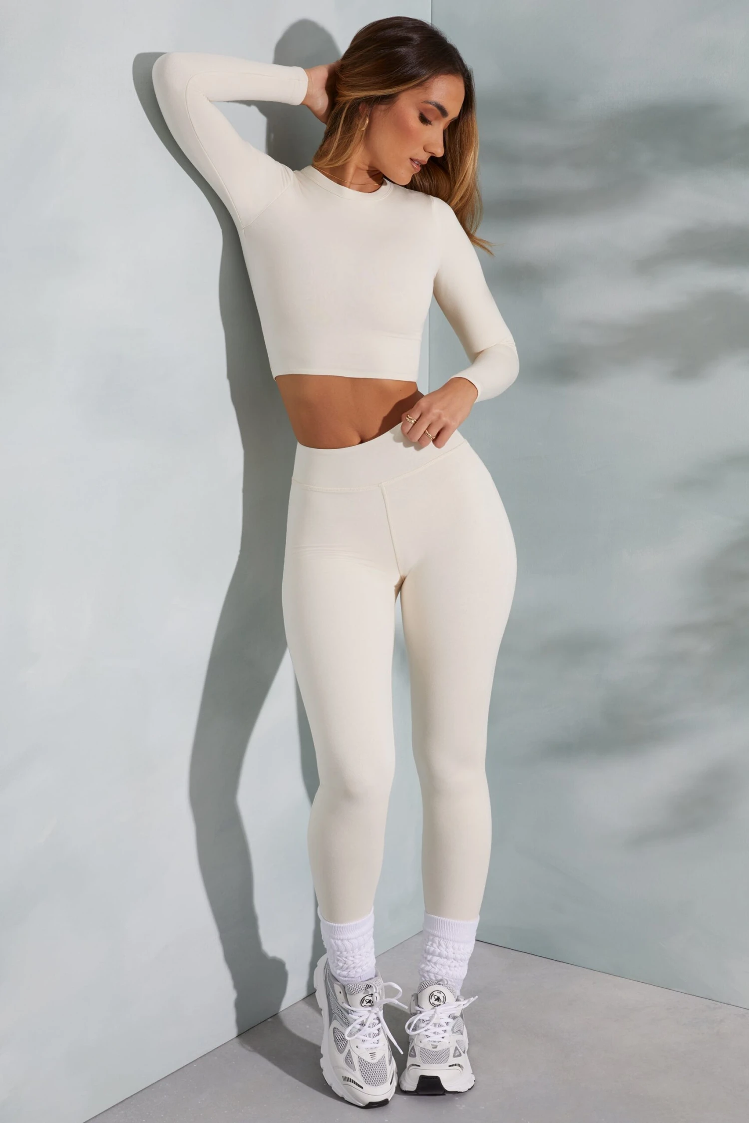 High Waist Leggings In Ivory - Image 5
