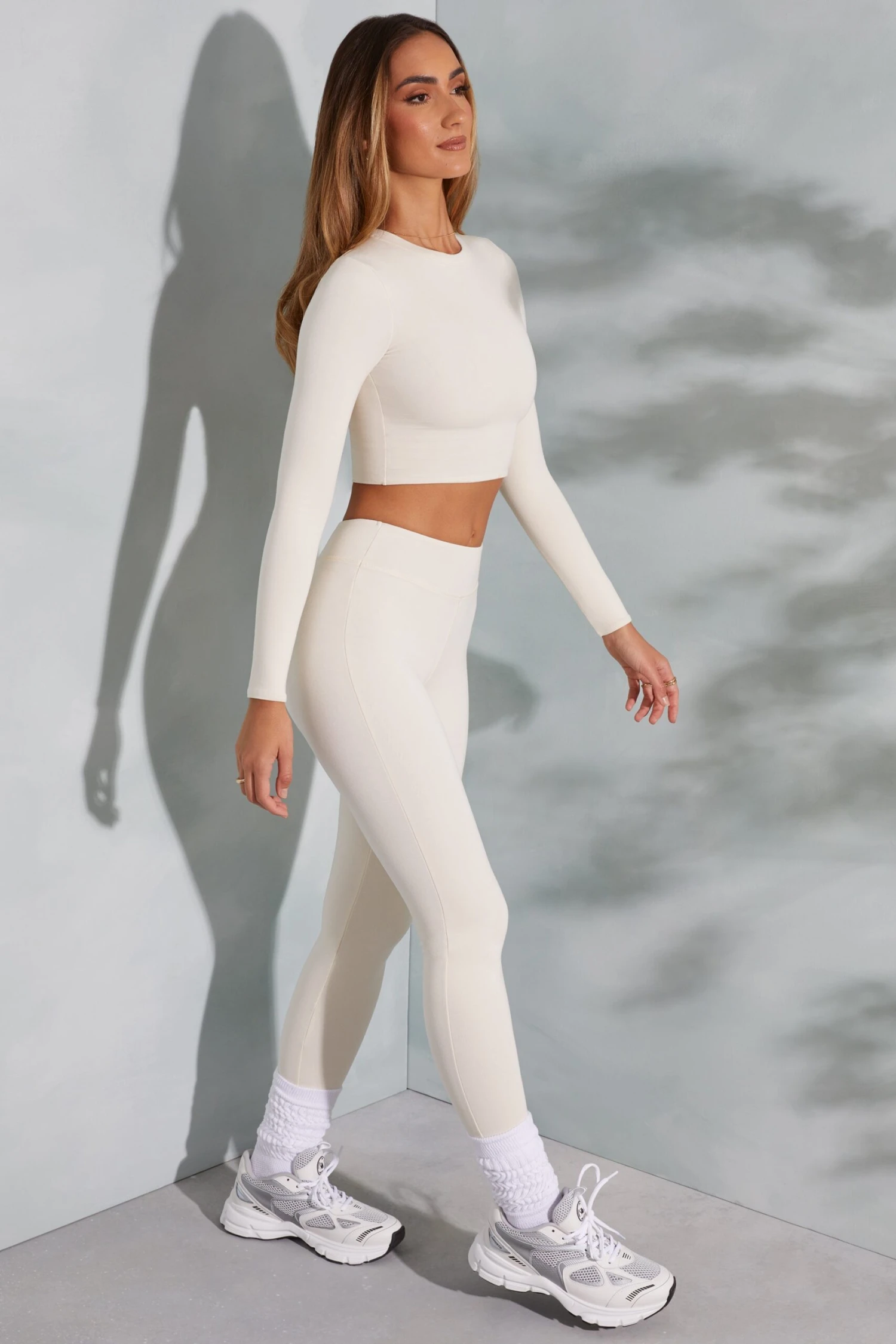 High Waist Leggings In Ivory - Image 6