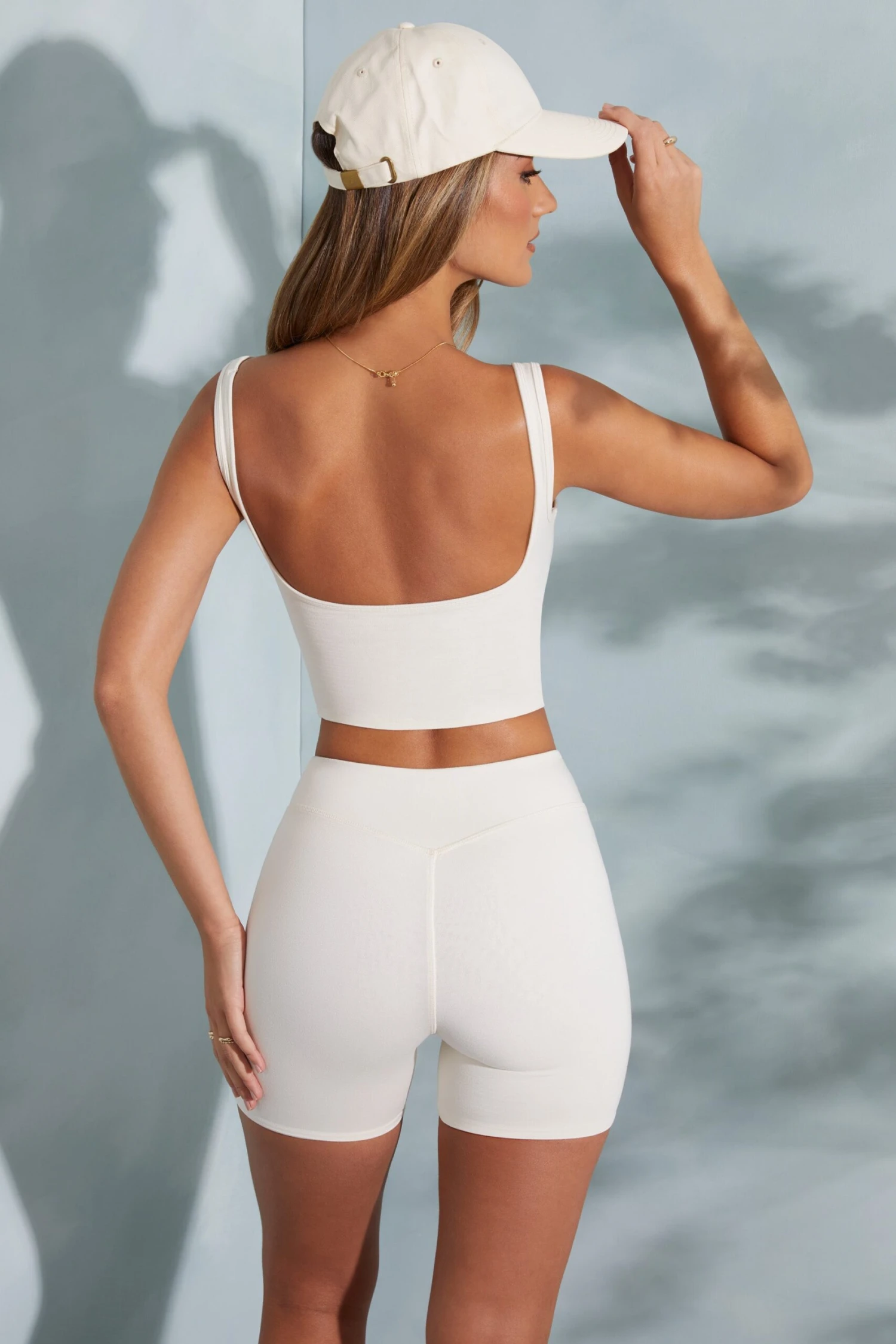 High Waist Biker Shorts In Ivory - Image 10