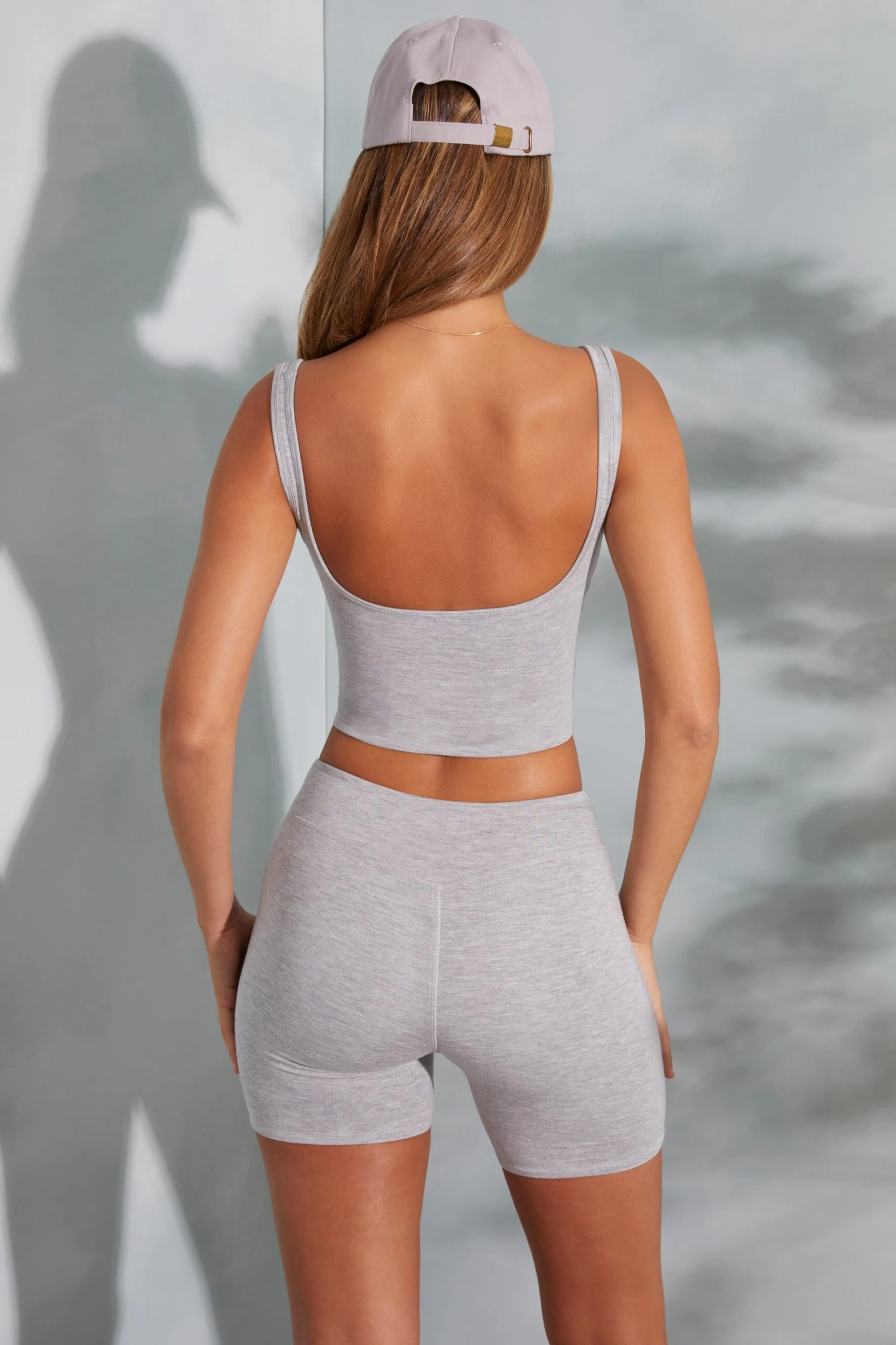 Sweetheart Neckline Crop Top In Marled Grey - Image 7