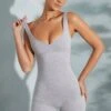 Sweetheart Neckline Romper In Marled Grey