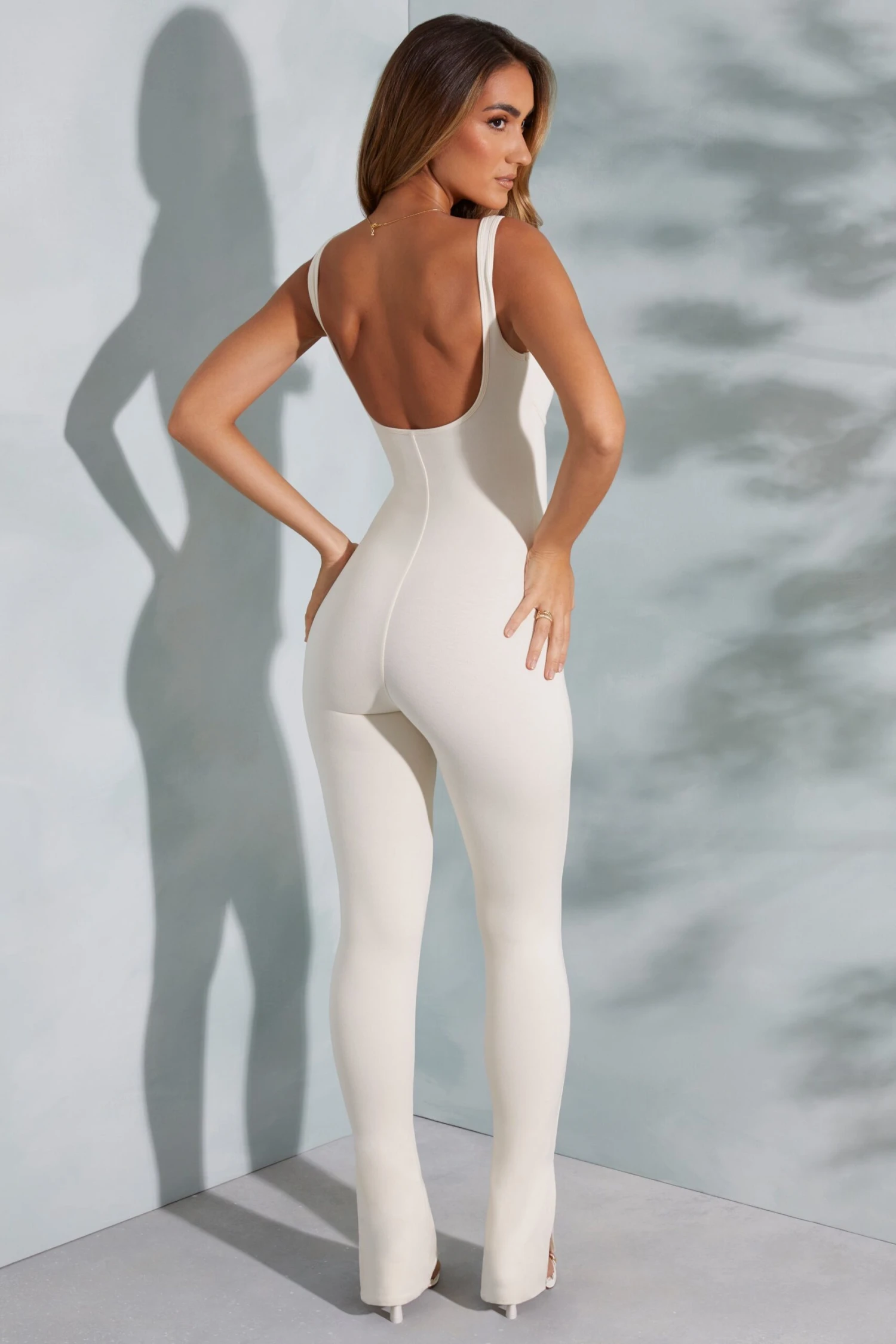 Sweetheart Neckline Flare Hem Jumpsuit In Ivory - Image 2