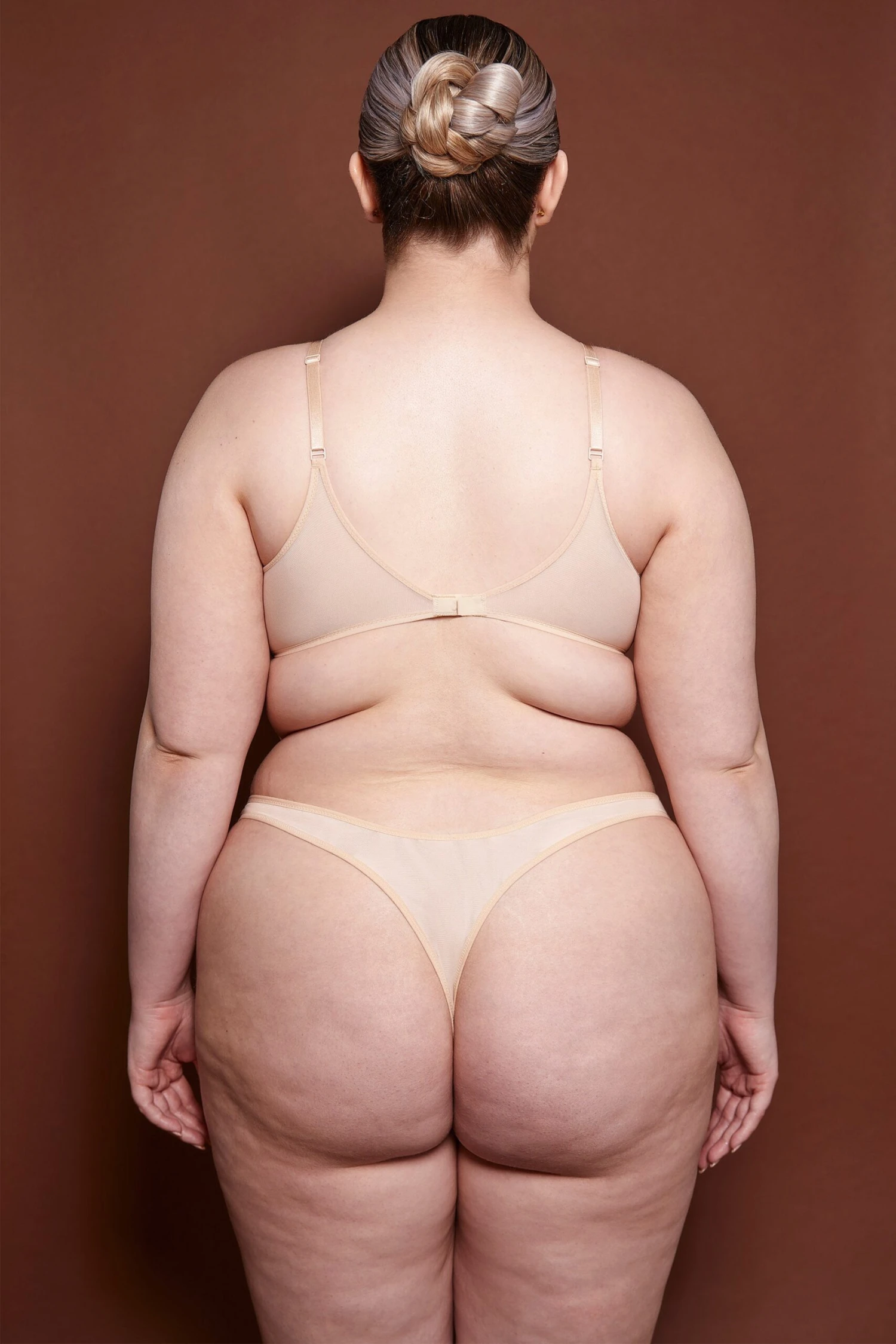 Soft Mesh Thong In Beige - Image 3