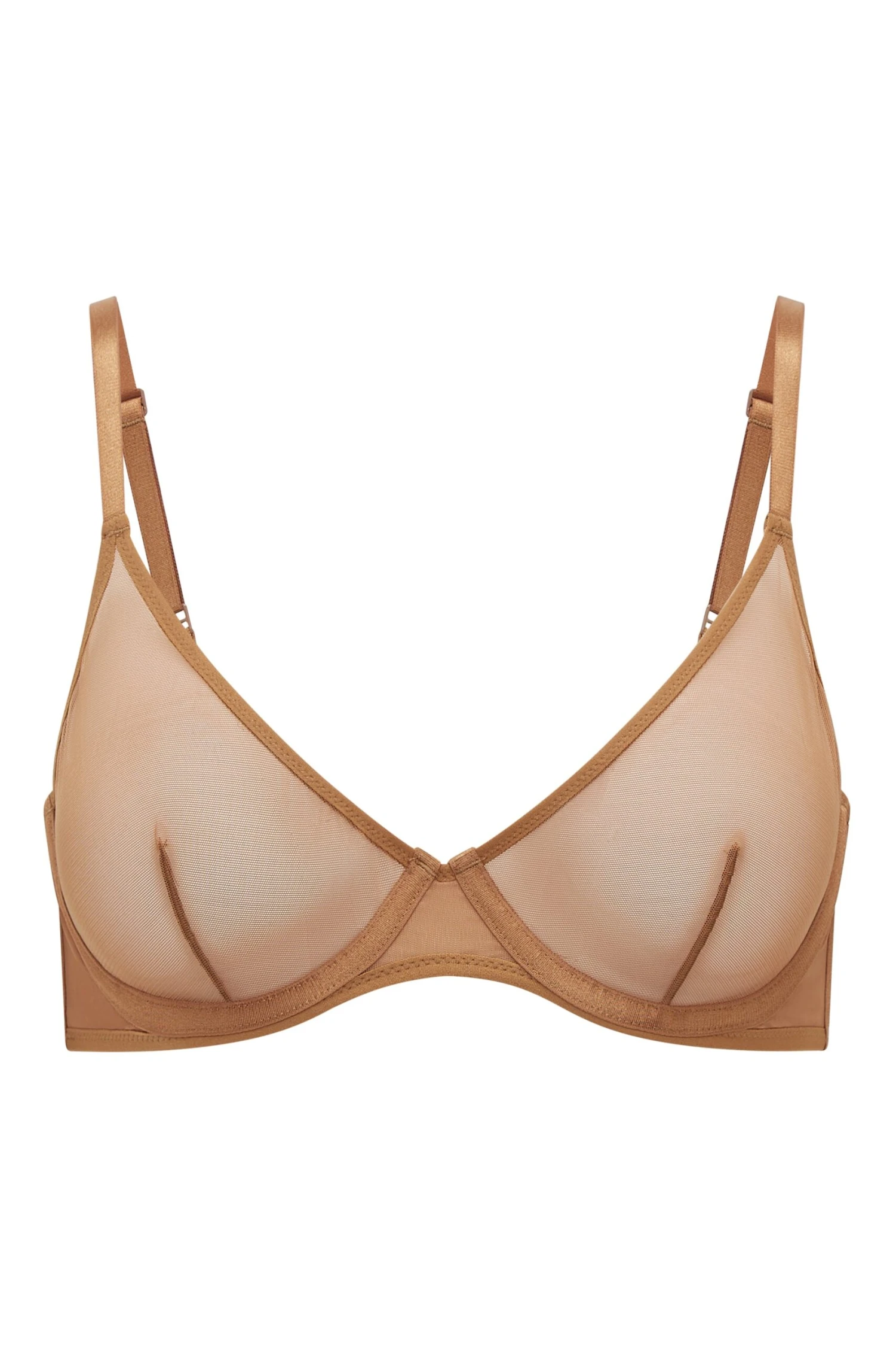 Soft Mesh Single Layer Underwired Bra In Almond