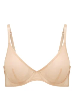 Soft Mesh Single Layer Underwired Bra In Beige