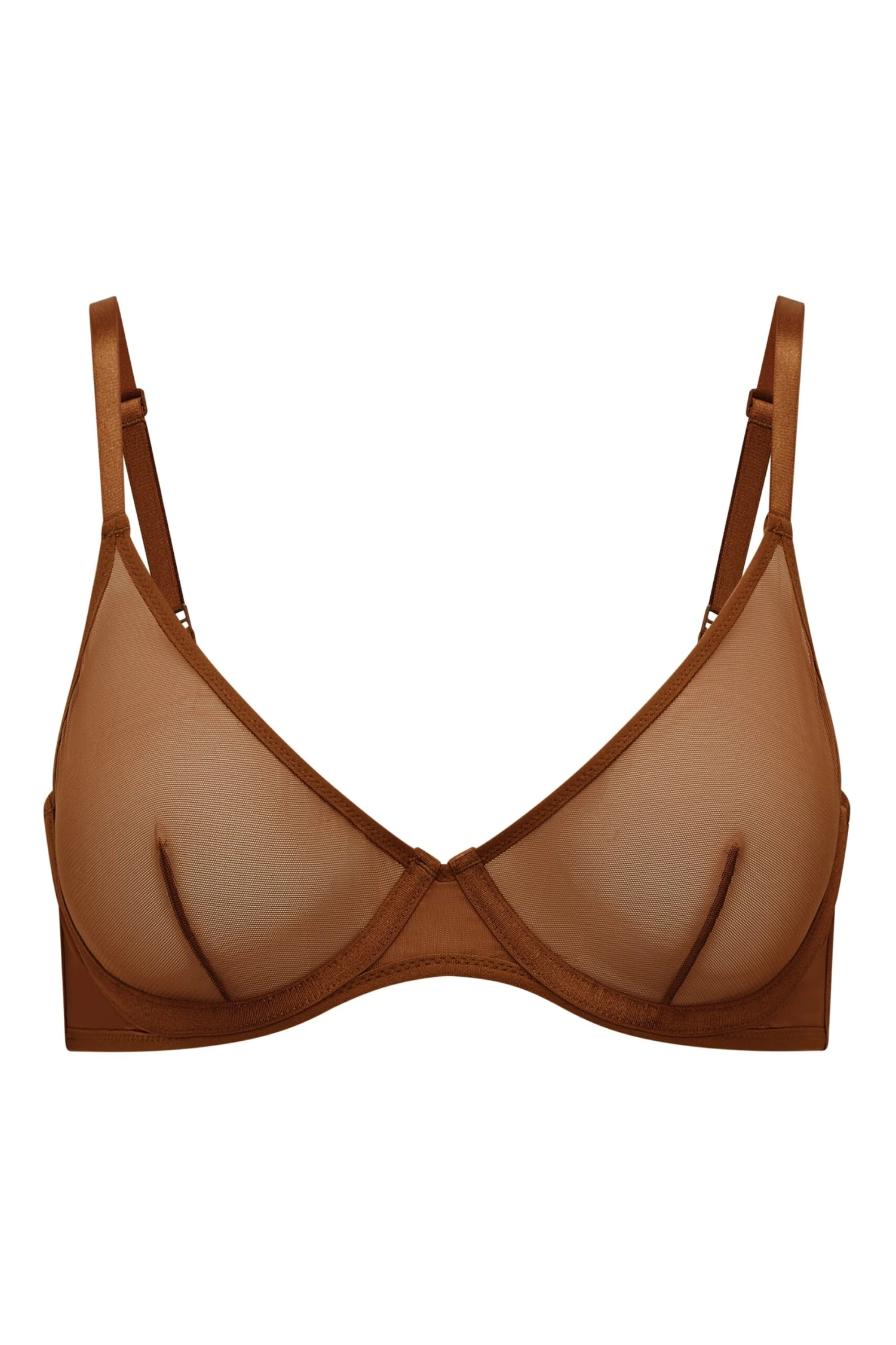 Soft Mesh Single Layer Underwired Bra In Chestnut