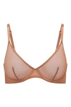 Soft Mesh Single Layer Underwired Bra In Honey