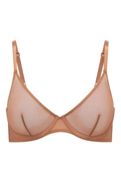 Soft Mesh Single Layer Underwired Bra In Honey