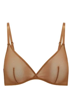 Soft Mesh Single Layer Triangle Bra In Almond
