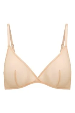 Soft Mesh Single Layer Triangle Bra In Beige