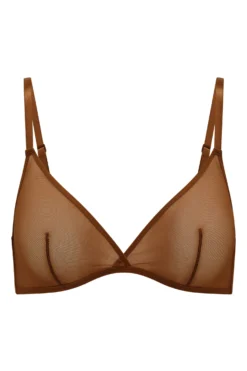Soft Mesh Single Layer Triangle Bra In Chestnut