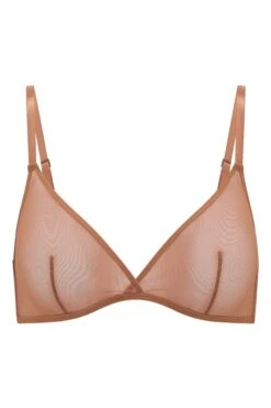 Soft Mesh Single Layer Triangle Bra In Honey