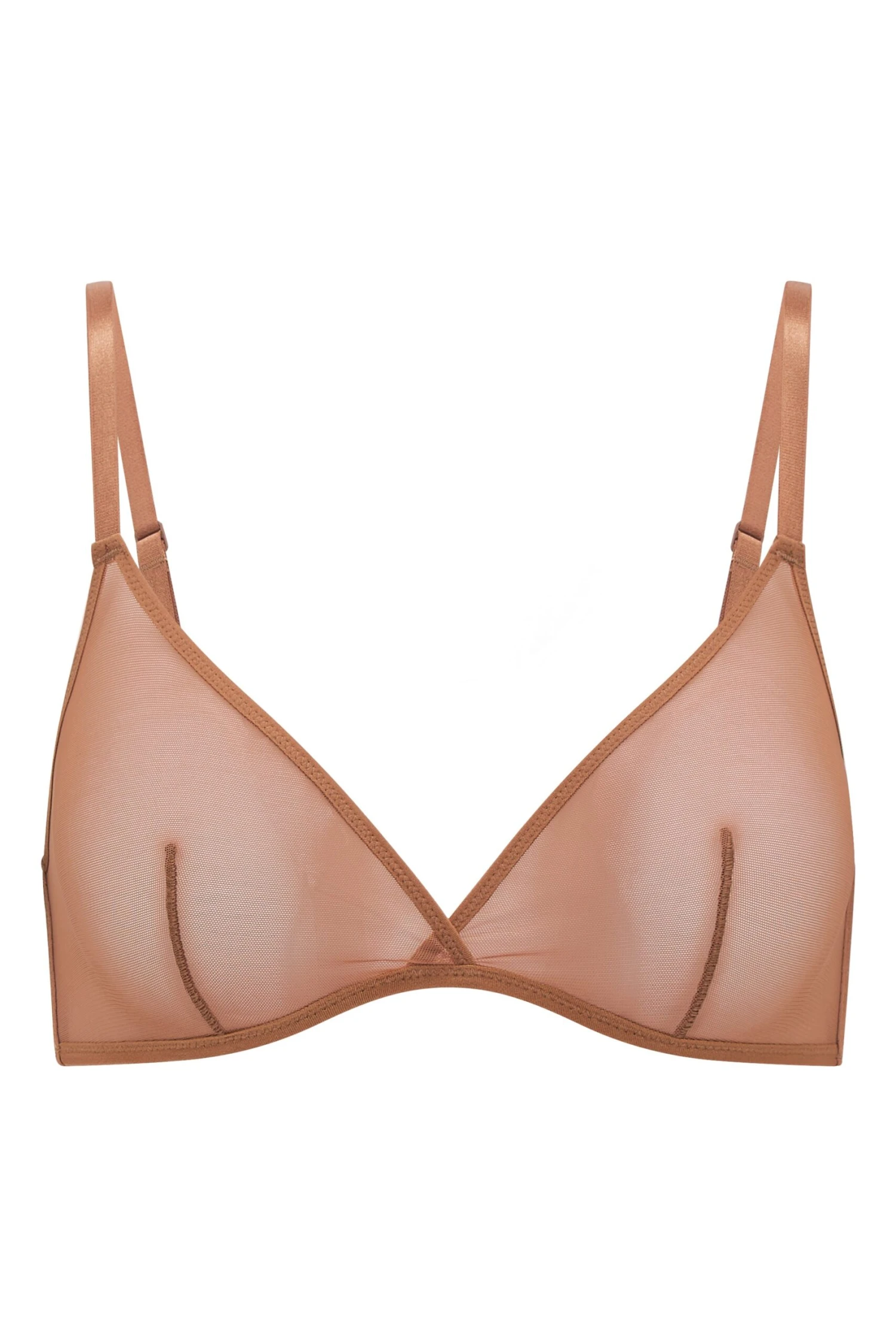 Soft Mesh Single Layer Triangle Bra In Honey
