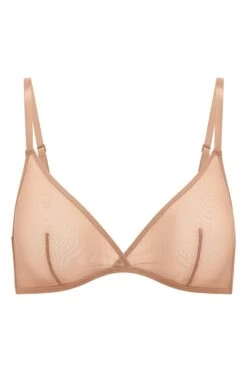 Soft Mesh Single Layer Triangle Bra In Warm Peach