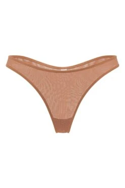 Soft Mesh Thong In Honey