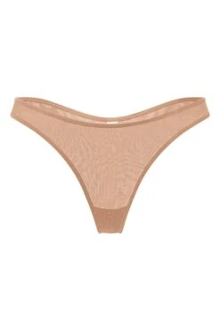 Soft Mesh Thong In Warm Peach