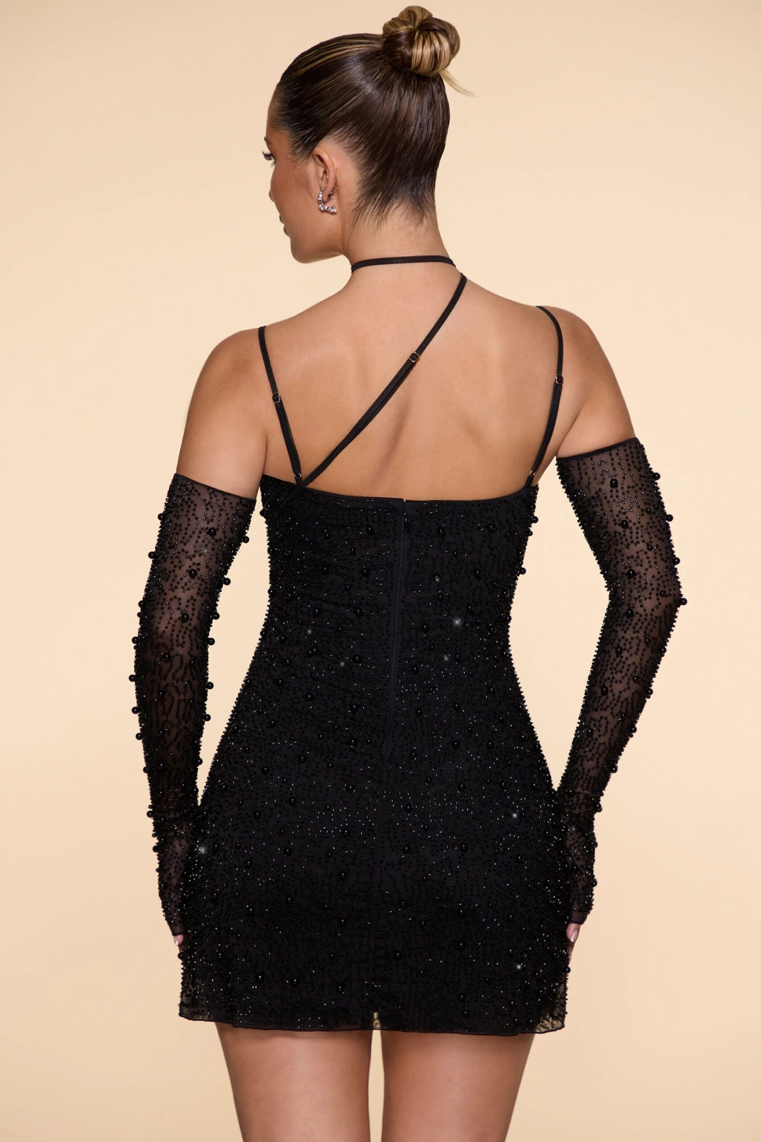 Embellished Asymmetric Corset Mini Dress In Black - Image 2