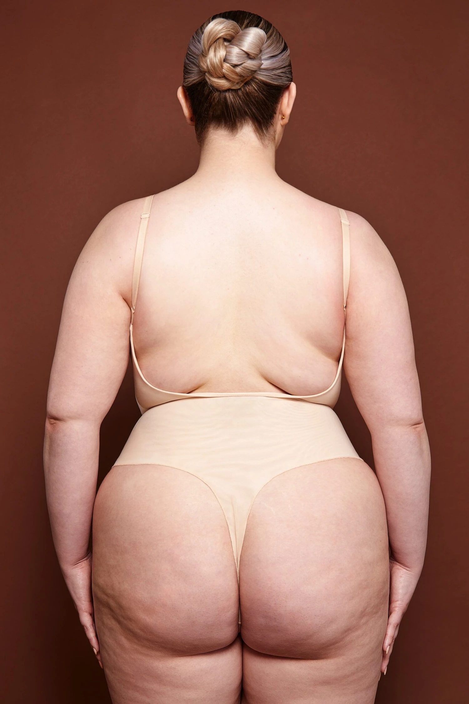 Soft Mesh Bodysuit In Beige - Image 3