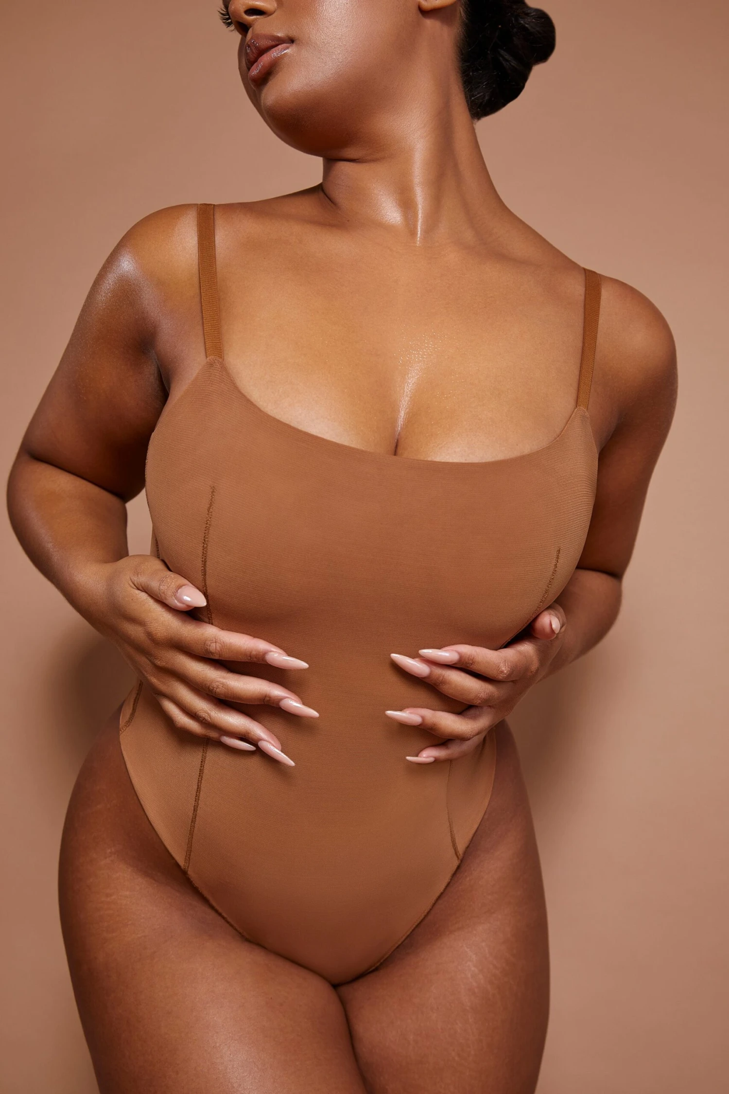 Soft Mesh Bodysuit In Almond - Image 6