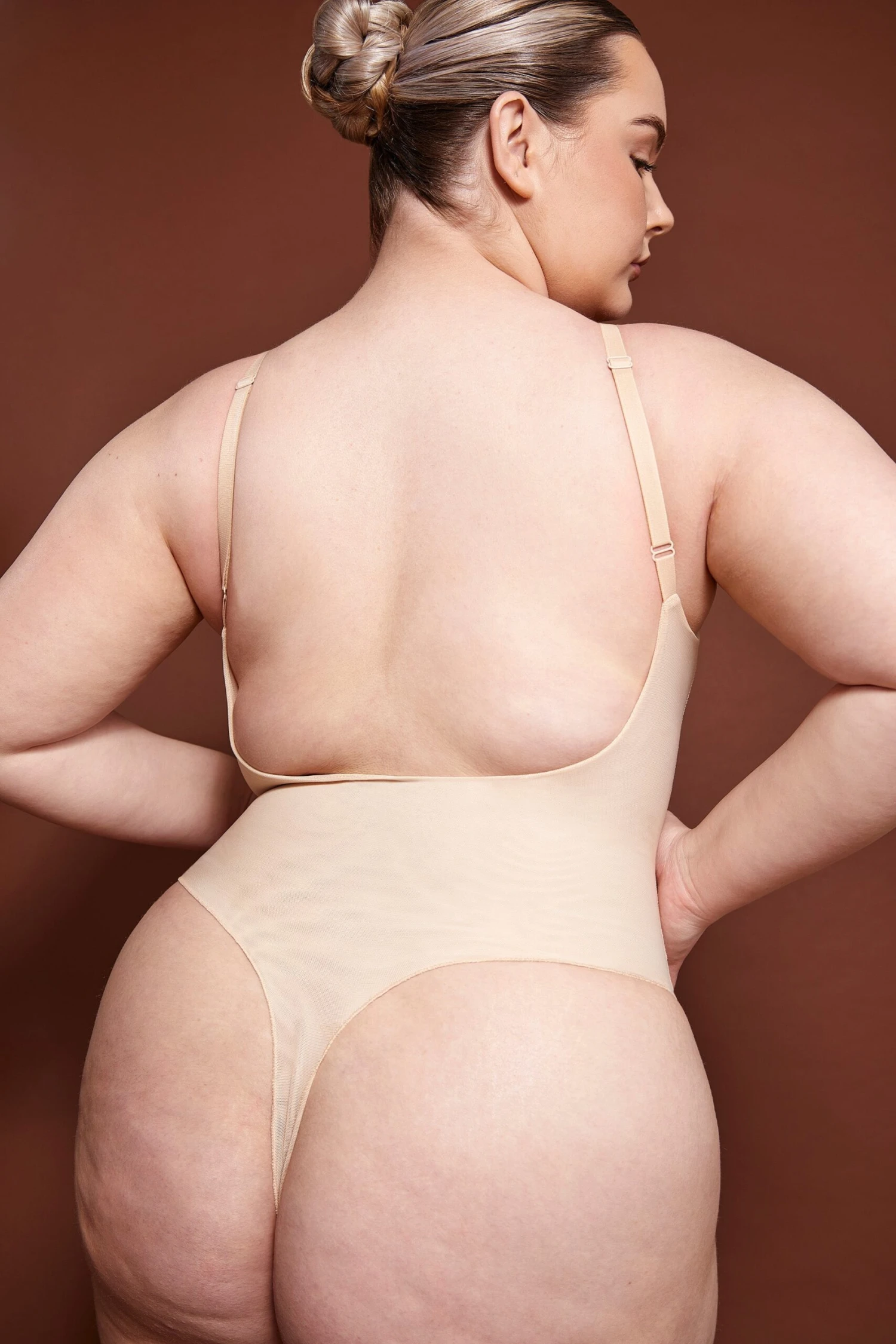 Soft Mesh Bodysuit In Beige - Image 4