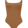 Soft Mesh Bodysuit In Almond