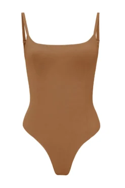 Soft Mesh Bodysuit In Almond