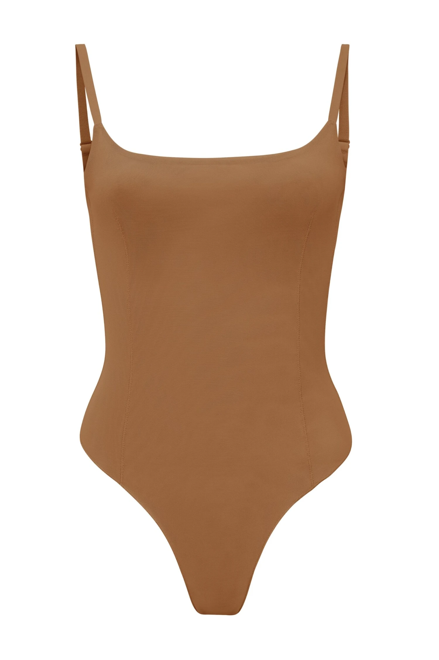 Soft Mesh Bodysuit In Almond