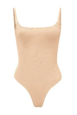 Soft Mesh Bodysuit In Beige