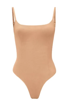 Soft Mesh Bodysuit In Warm Peach