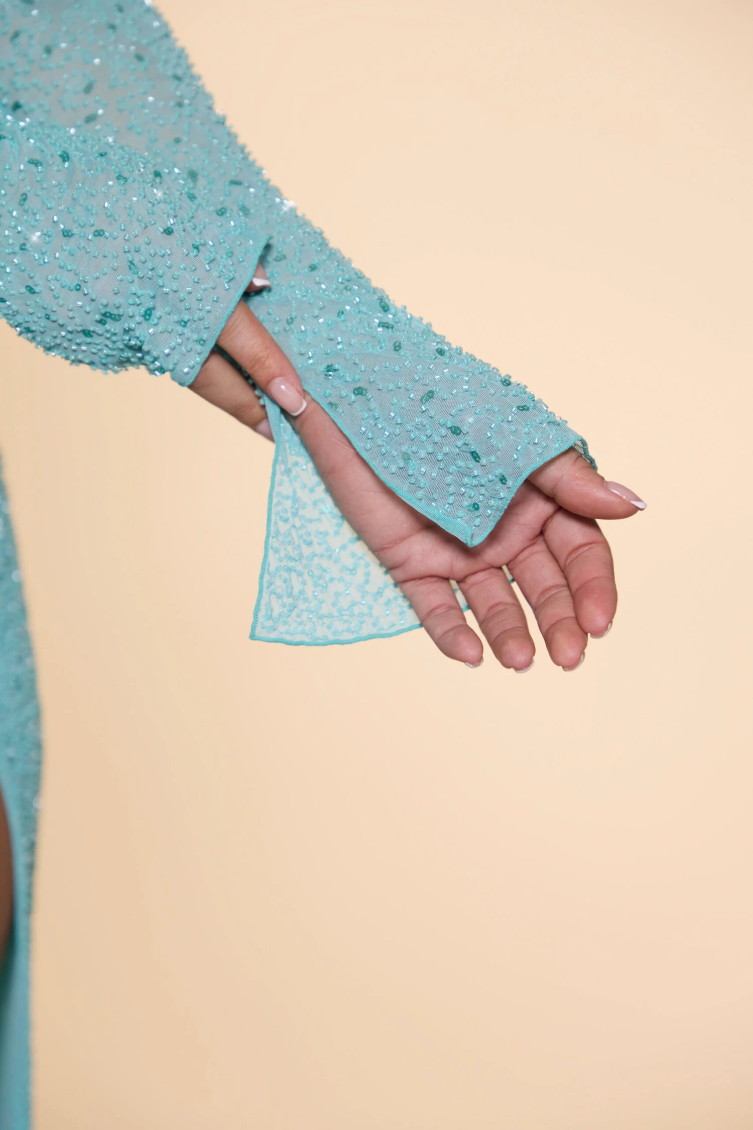 Embellished Cowl Neck Maxi Dress In Aqua - Image 6