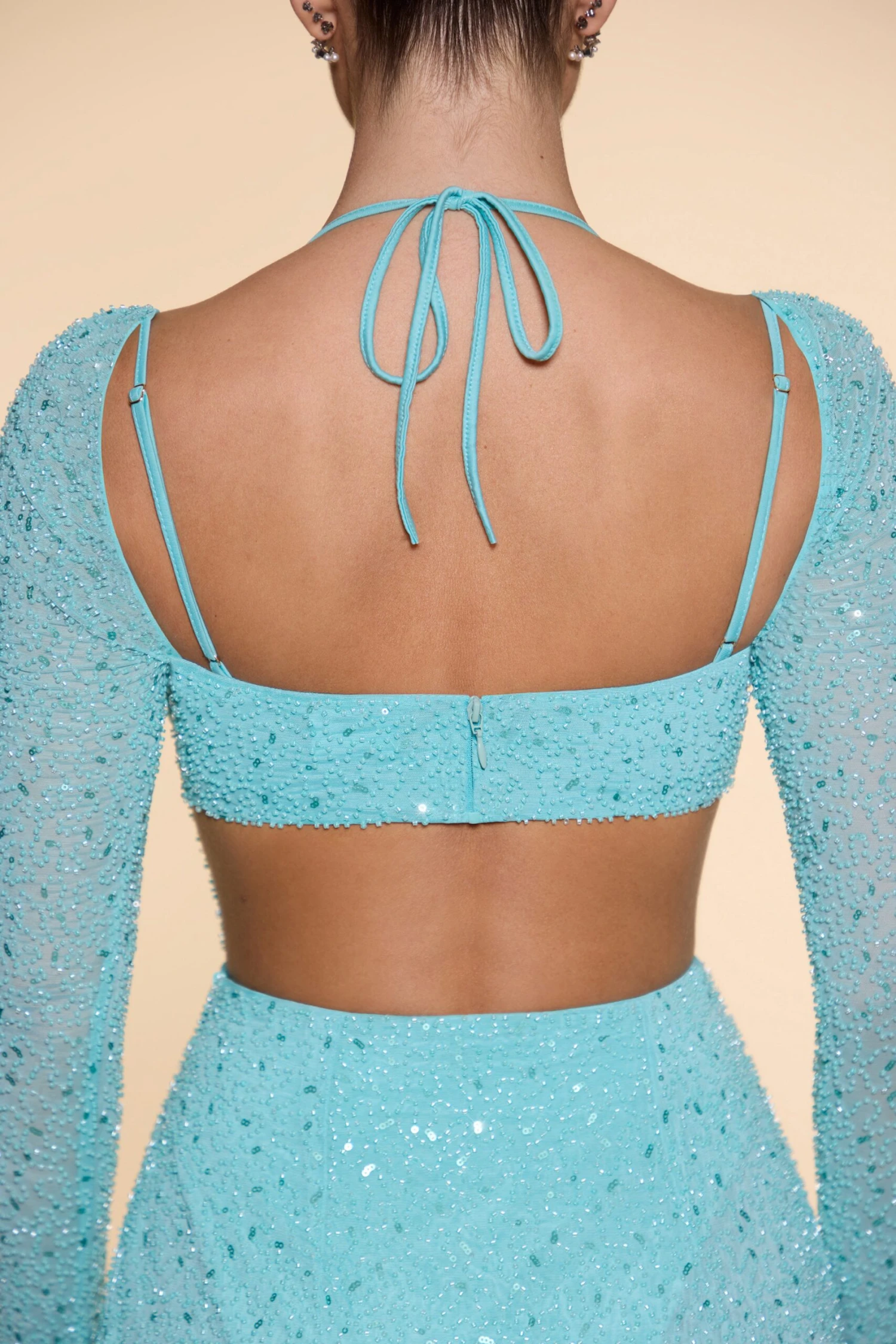 Embellished Cowl Neck Maxi Dress In Aqua - Image 5