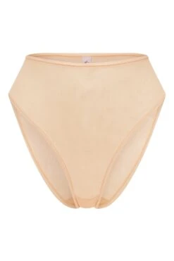 Soft Mesh High Waisted Knicker In Beige