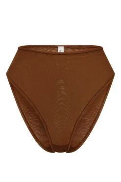 Soft Mesh High Waisted Knicker In Chestnut