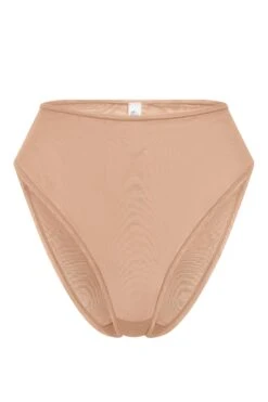 Soft Mesh High Waisted Knicker In Warm Peach