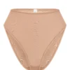 Soft Mesh High Waisted Knicker In Warm Peach