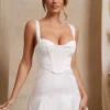 A-Line Corset Mini Dress In Ivory