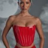 Push Up Vinyl Corset In Red