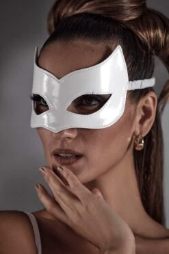 Hand Stitched Cat Eye Mask In White