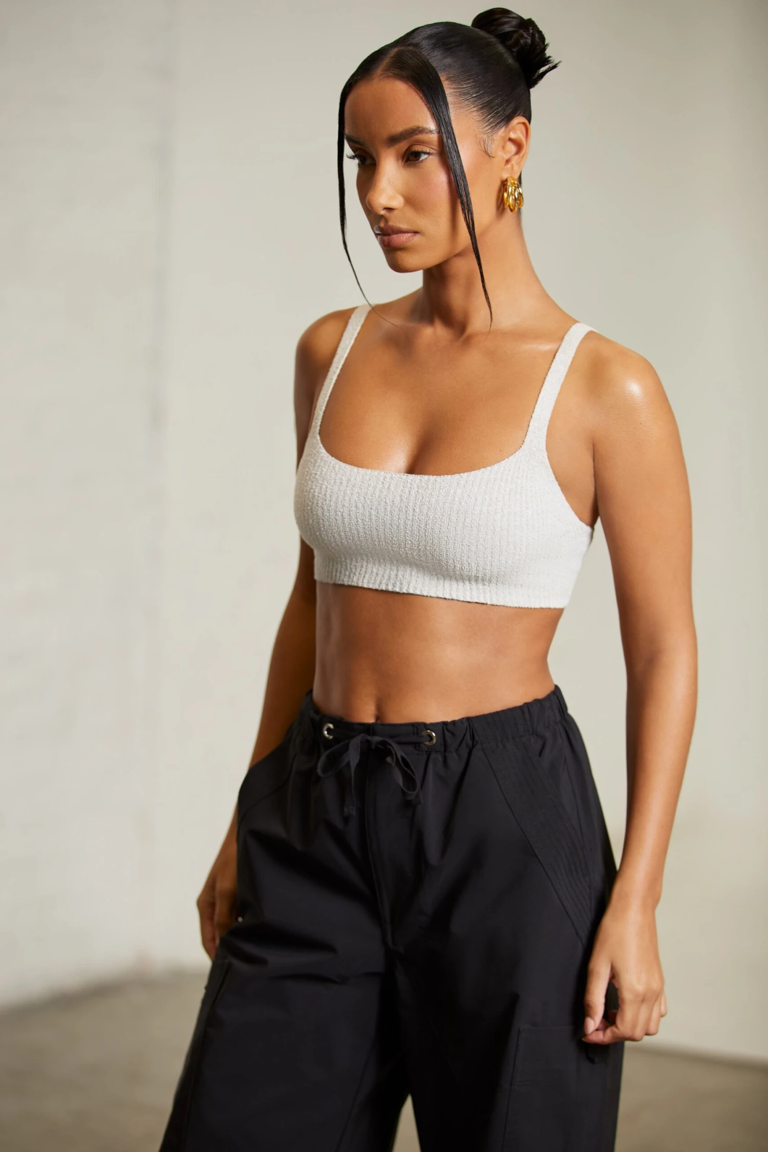 Curved Neck Crop Top In Grey - Image 6