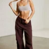 Wide Leg Cargo Trousers In Brown