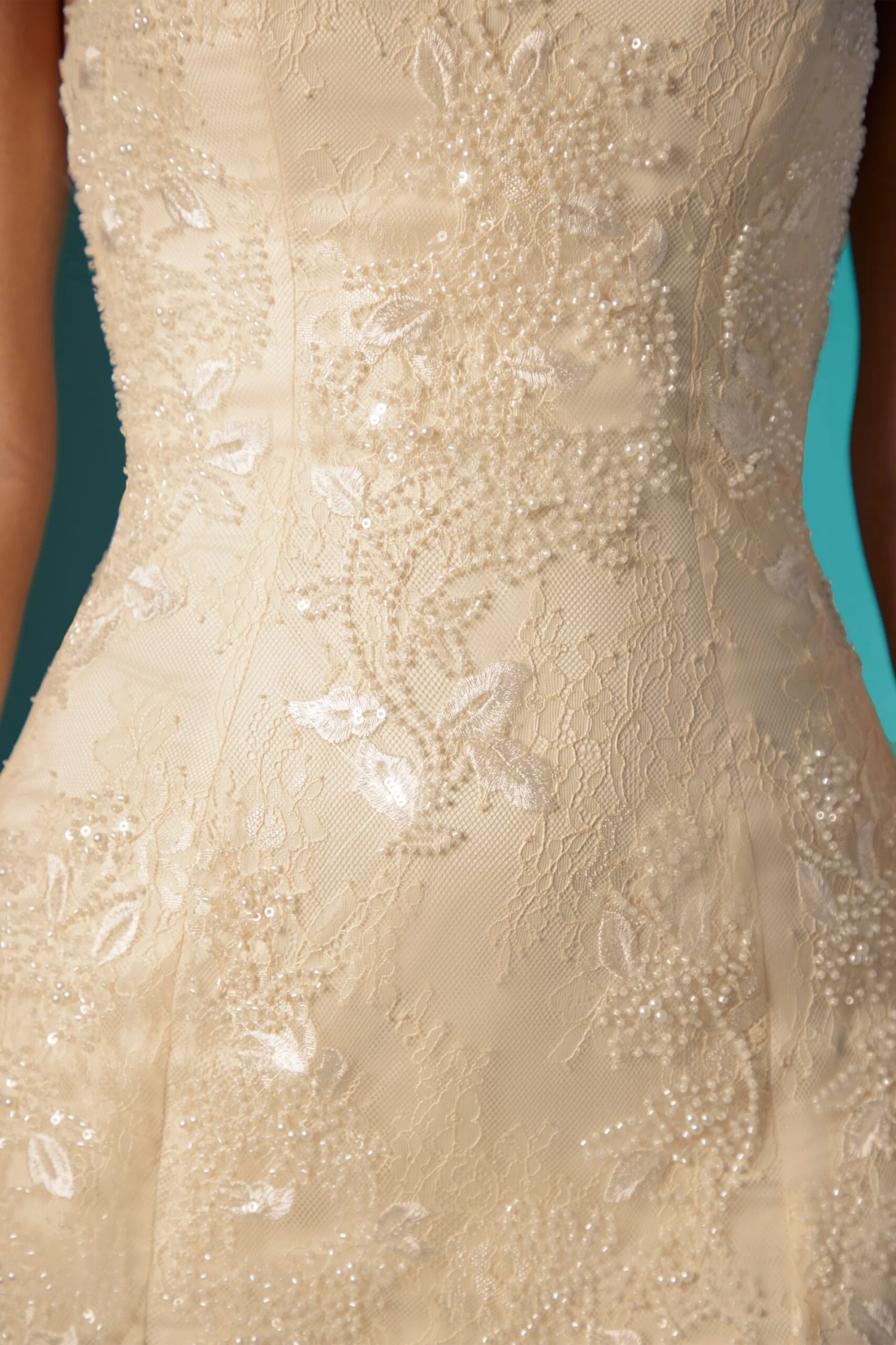 Embellished Lace Bandeau Mini Dress In Ivory - Image 5