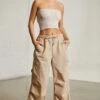 Tall Wide Leg Cargo Trousers In Beige
